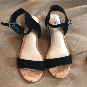 Torrid Black cork mini wedge-Never Worn